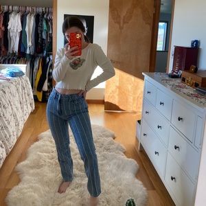 Striped PacSun high rise mom jeans